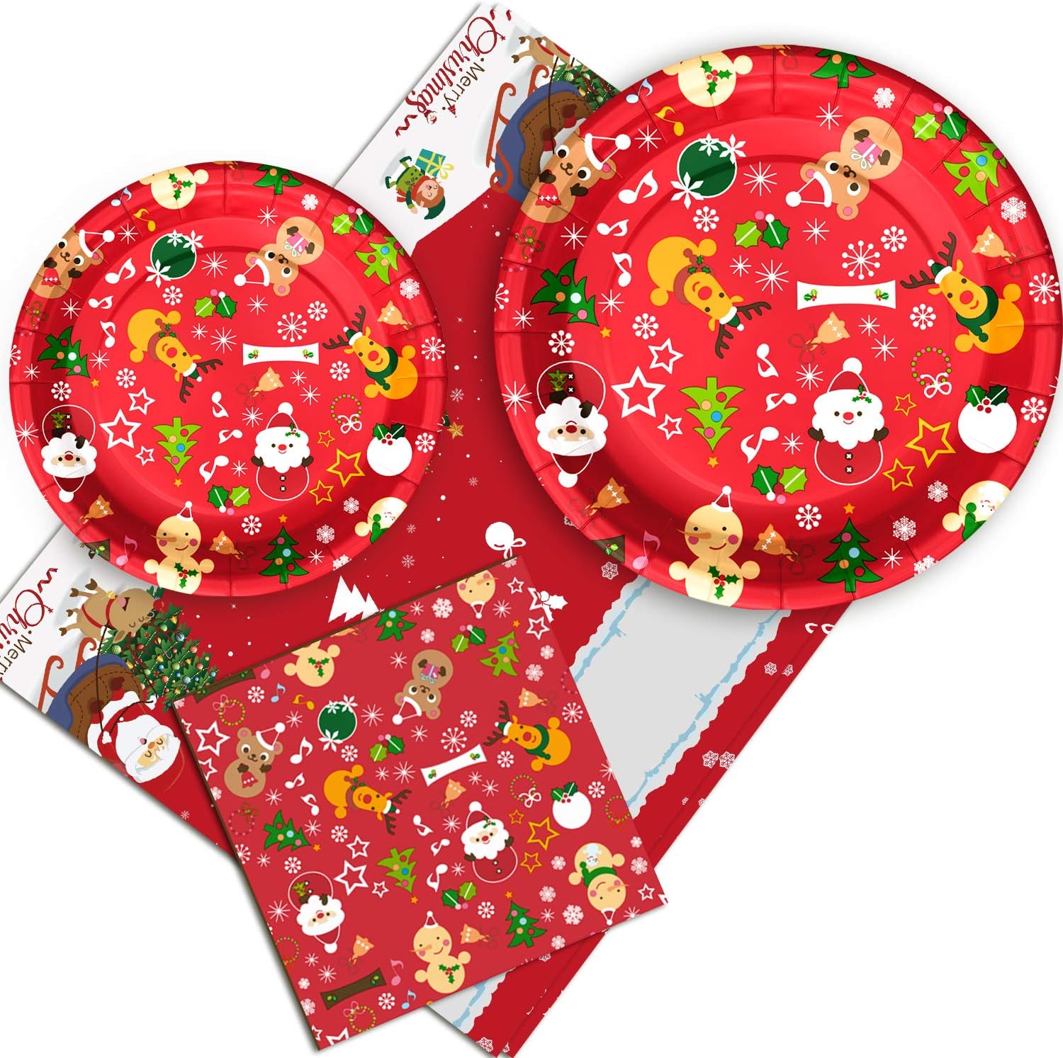 Bеѕt Sеllеr Christmas Paper Plates and Napkins, Christmas Party Supplies, Christmas Party Plates, Disposable Plates Christmas Decorations, Dinnerware Set Serve 30 Guest-30 x 9 and 30 x 7