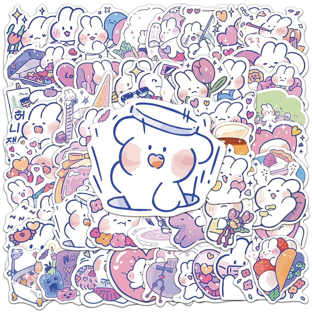 Amazon.com: 50Pieces Kawaii Rabbit Stickers for Kids Cute