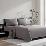 Vera Wang - Queen Size Sheets Set, Moisture-Wicking & Smooth Cooling Cotton, Lightweight for Year Round Comfort- Bed Sheets with Matching Pillowcases & Fitted Sheet (Cool Comfort Grey)