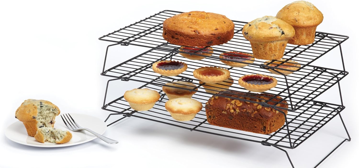 KitchenCraft 3-Tier Stackable Non-Stick Cake Cooling Rack, 21 x 4 cm (8" x 16")