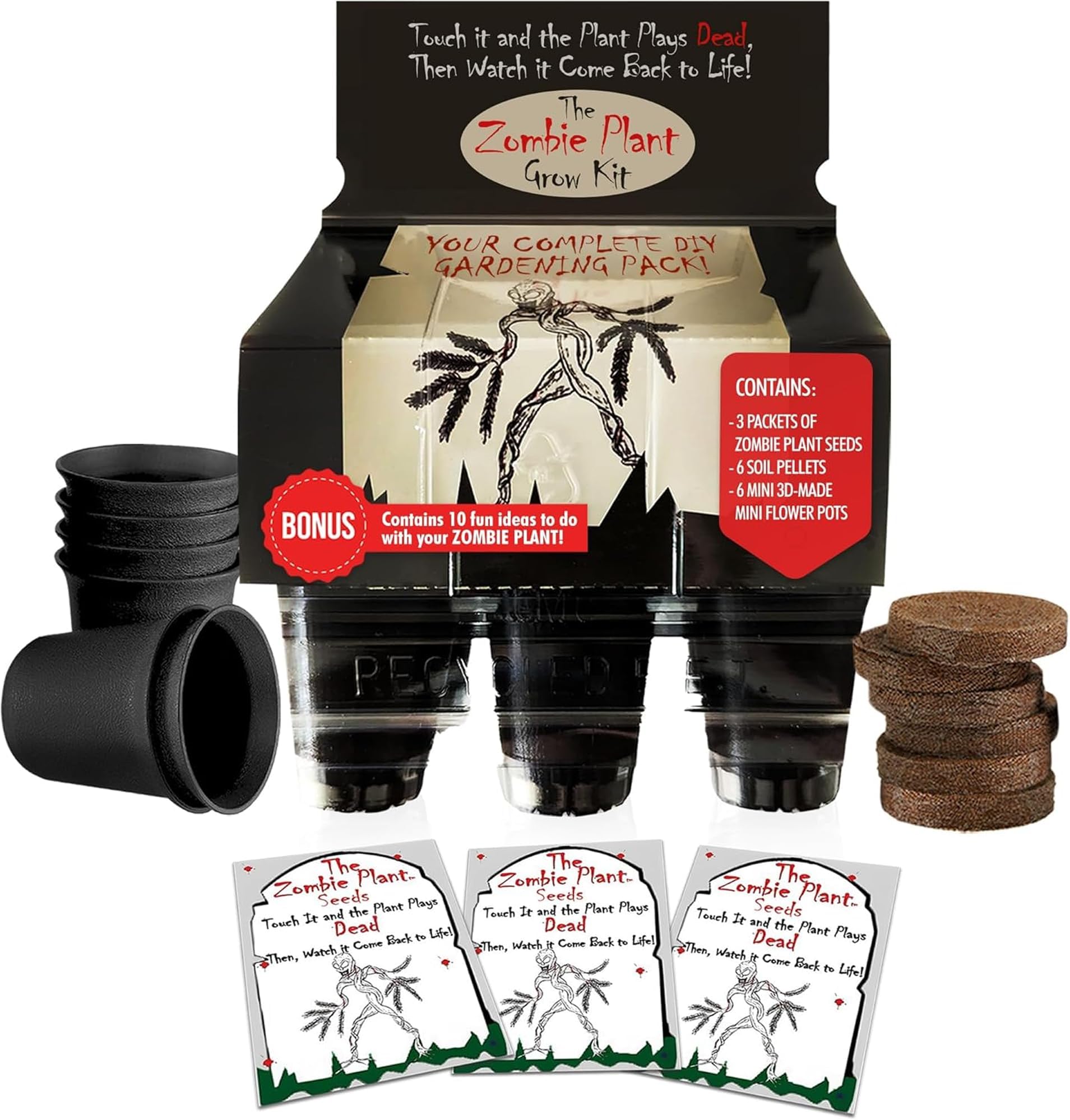 Zombie Plant Greenhouse Grow Kit - Touch It and Watch It Play Dead - Unique Grow Kit to Cultivate a Fun Indoor Plant that Revives in Minutes - Cool Plants and Great for Housewarming Gifts