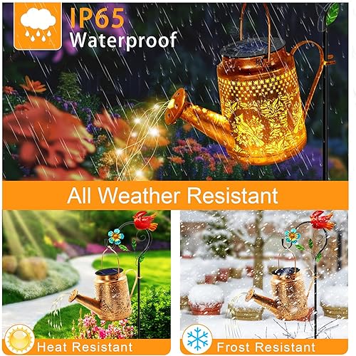 Miniatura 27 de Faroles solares impermeables para exteriores, regadera de colibrí, decoración de jardín, luces solares colgantes para camino, arte de patio