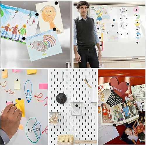 Miniatura 70 de Imanes para refrigerador, 50 unidades, redondos y pequeños, de neodimio de 0.39 x 0.12 pulgadas, para pizarra blanca, manualidades, bricolaje