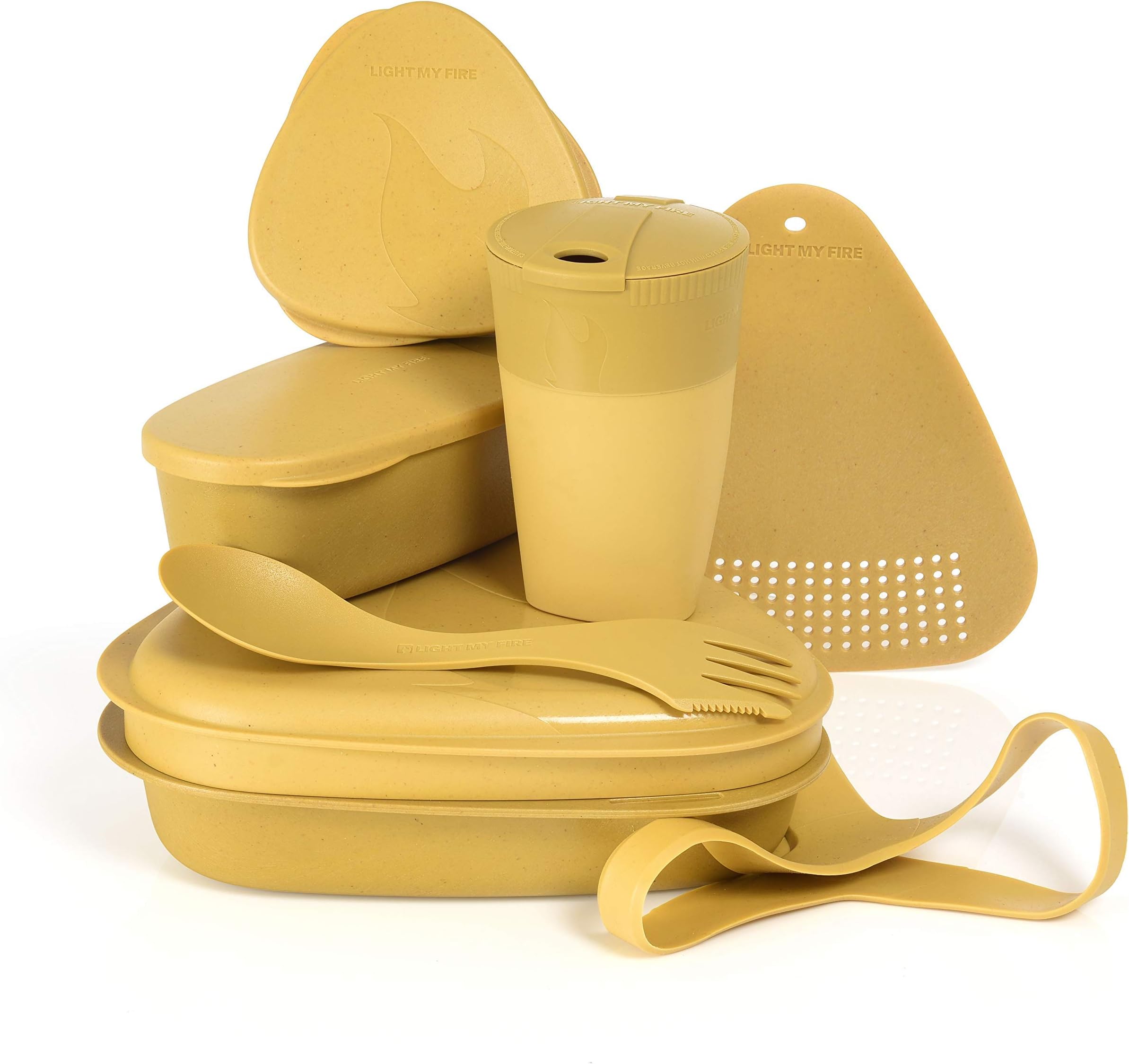 Light My Fire Camping Mess Kit - 8 pcs Mess Kit for Camping 1 Person - Reusable Camping Plates and Utensils - BPA Free Lunch Box to Go with Cutlery - Camping Dishes/Hiking Mess Kit/Bento Box