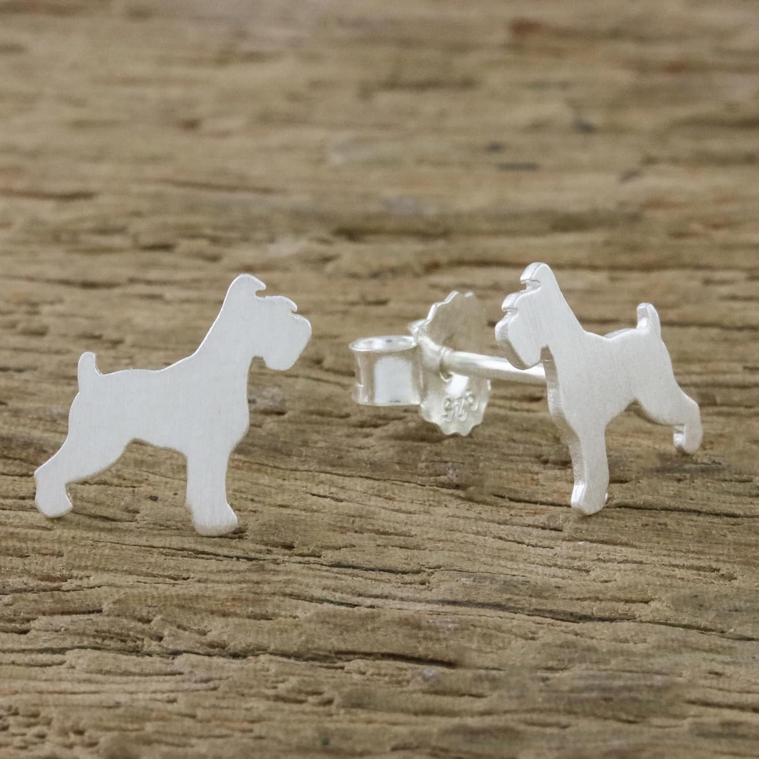 NOVICA Artisan Handmade Sterling Silver Stud Earrings Schnauzer from Thailand Animal Themed Dog [0.4 in L x 0.4 in W] ' Schnauzer'