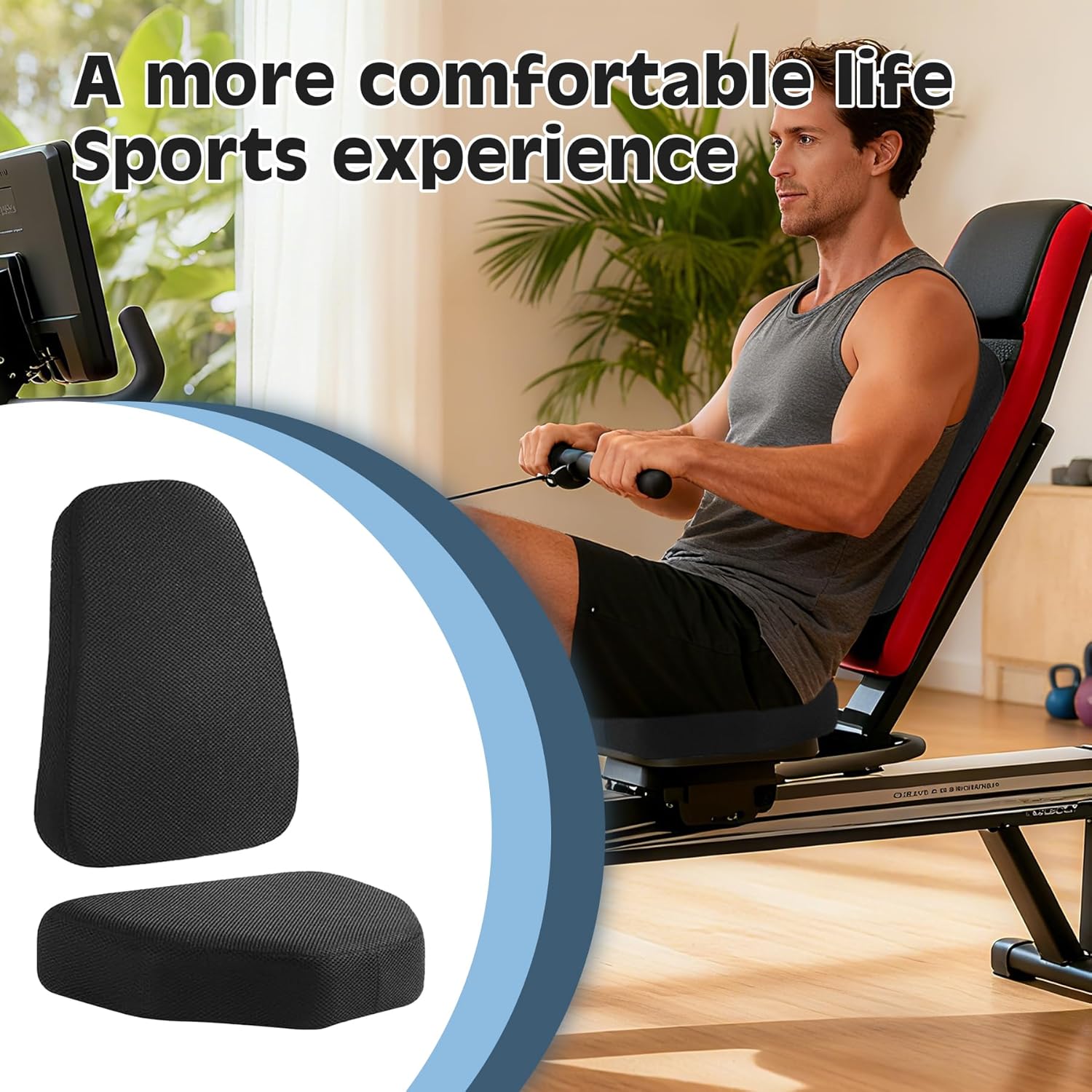 Universal Recumbent Bike Seat Cushion Set,Stationary Bike seat, bikeExercise Bike Seat Cushion with Washable Cover,Rowing Machine.
