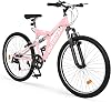 26 inch Mountain Bike, Outdoor Hybrid Bikes,7-SpeedHigh-Carbon SteelDual Full Suspension, for Men Women Adult, MTB Bicycle with Suspension Fork,Sleek Colors