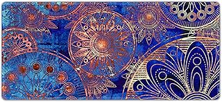 Extended Gaming Mouse Pad Mat- Large Desk Mat Non-Slip Rubber Base Computer Desktop Laptop Keyboard Mouse Mat Stitched Edges, 35.1x15.75 in XXL Waterproof Mousepad for Work & Game, Mandala Design