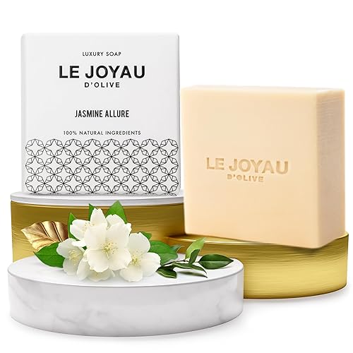 Miniatura 1 de LE JOYAU D'OLIVE Jabón artesanal hecho a mano, limpiador 100% natural, JASMINE ALLURE, curado naturalmente durante 5 meses largos, jabón de baño