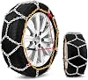 RAKURaku Tire Chain, Japanese Instruction Manual Included, Installation Video Available, Metal Turtleback Chain, No Jacking Up Required, Easy Installation in Just 40 Seconds for Women, Installation