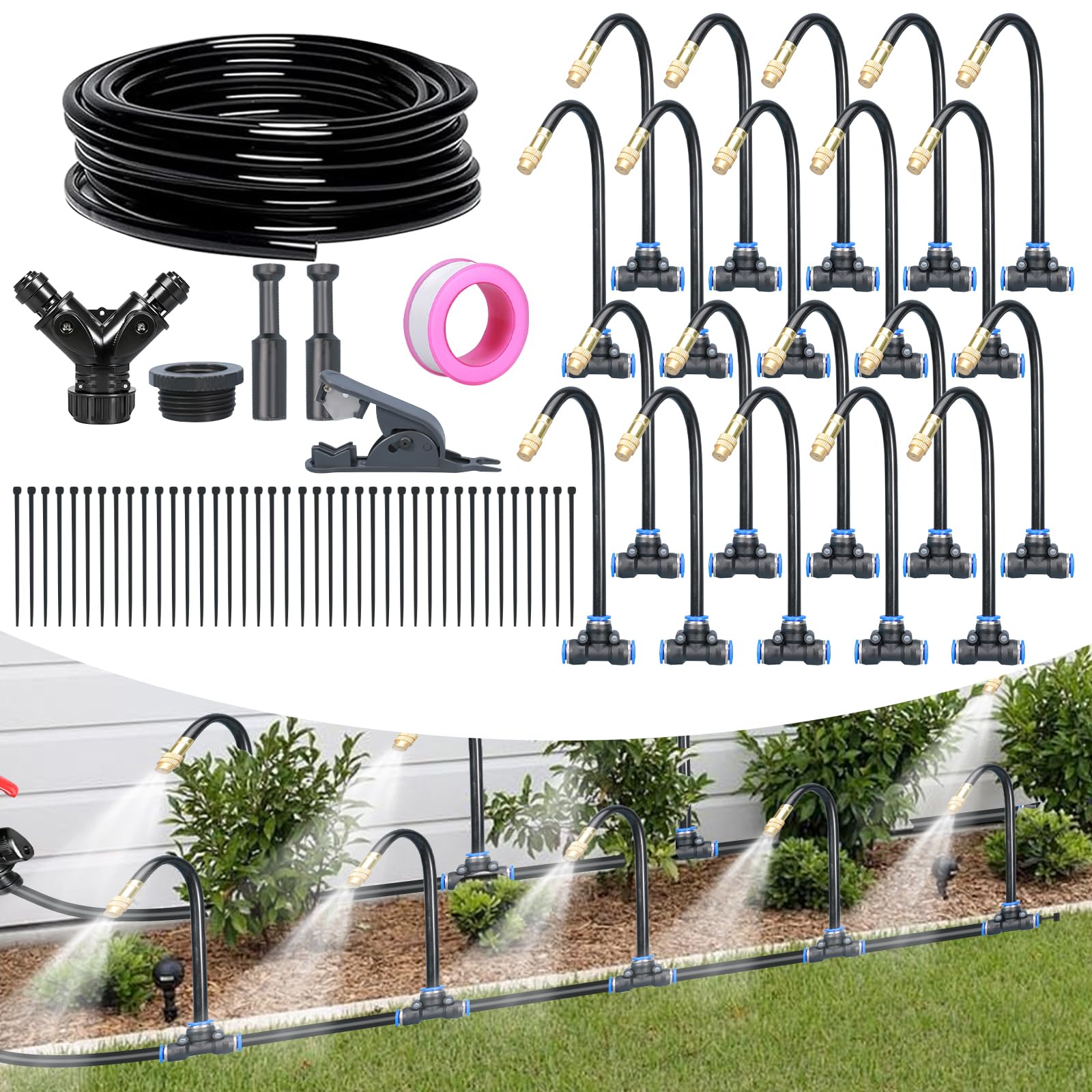 ACESOME - Sistema di irrigazione da giardino, 10 m, set di irrigazione automatico, tubi di irrigazione da giardino, irrigazione a goccia, micro drip per piante in vaso, aiuola rialzata, terrazza