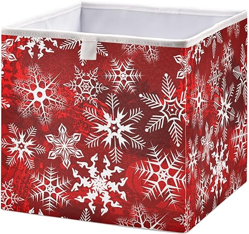 Bolaz Organizadores de armarios de copos de nieve de Navidad cubos de almacenamiento rojos canastas de almacenamiento para el hogar habitación de