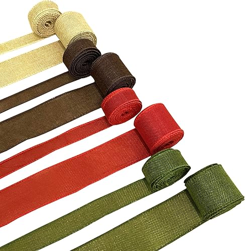 8 rollos de cintas de Navidad con borde de alambre de 40 yardas, cinta de Navidad perfecta para decoración de envolver regalos, arcos florales de