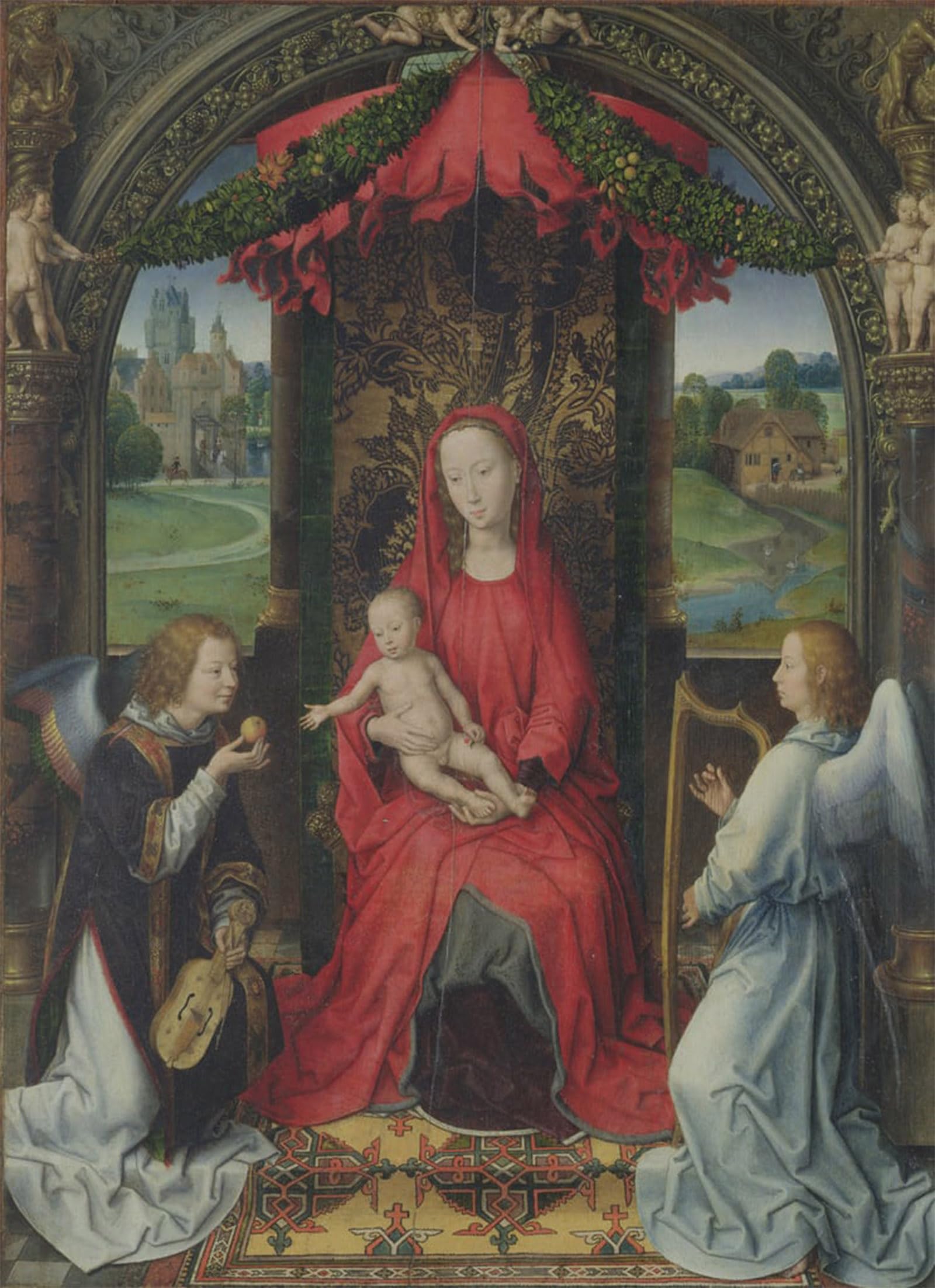 SERENDIPITP Aesthetic Poster Photo Wall Print Retro Picture Lady and Child Enthroned with Two Angels by Hans Memling Modern Wall Artwork for Home Decor 60x90cm