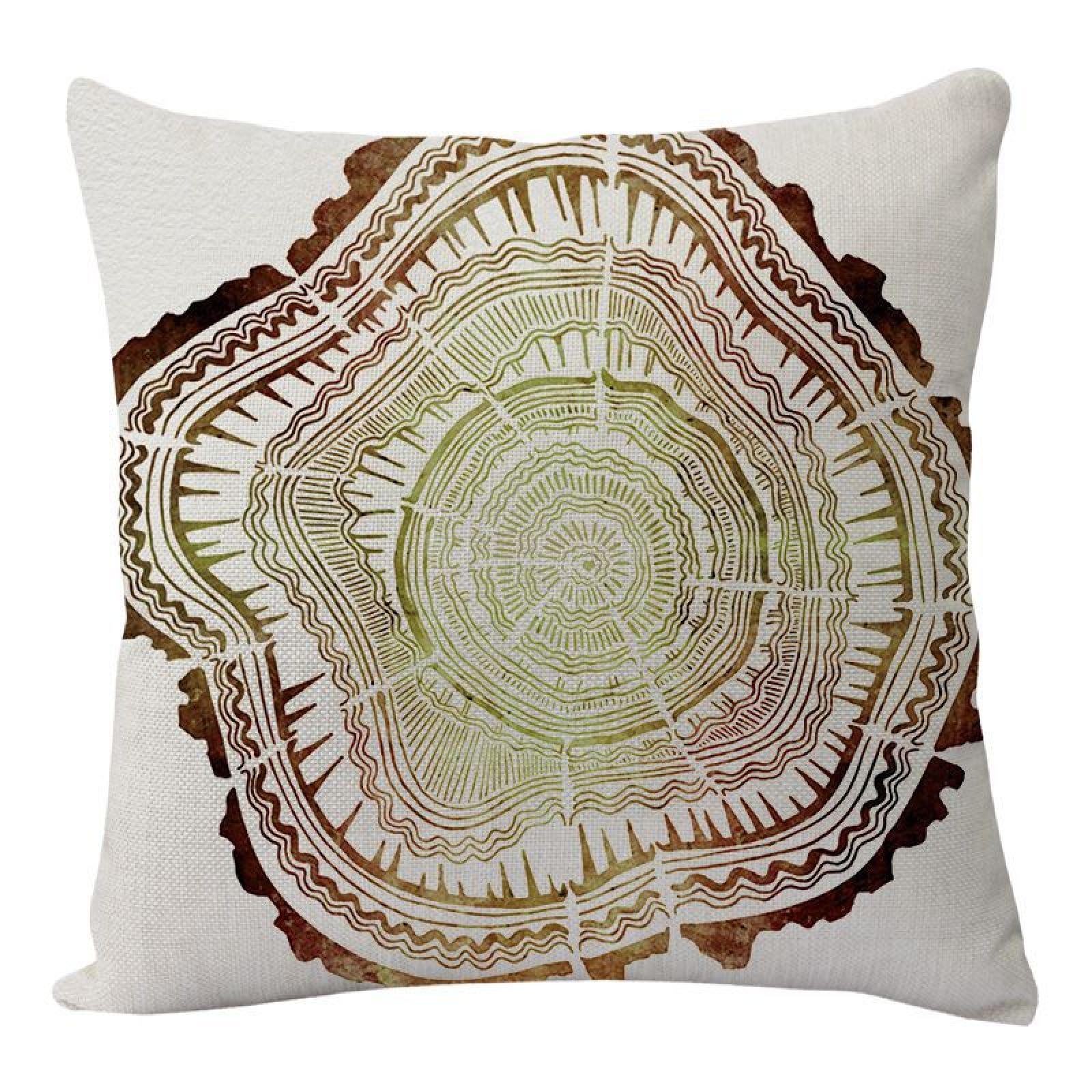 Wazylphin Cushion Covers Green Brown Pillow Cases Cotton and Linen Cushions with Covers Included Zipper Sofa Cushions Soft Pillowcase Living Room Pillow Cover Bedroom Cushion Cover 60x60cm/1 Pack