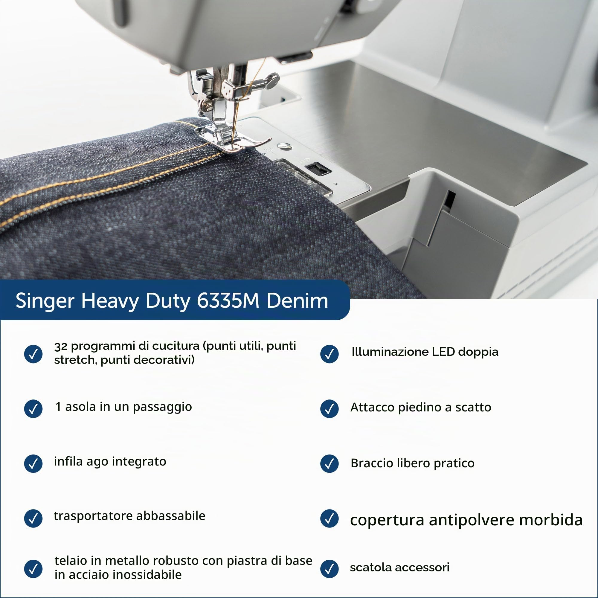 Singer Heavy Duty Macchina da Cucire Automatica Elettrico