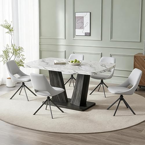 Miniatura 22 de Juego de 4 mesas de comedor de mármol para 4, juego de 4 mesas y sillas de comedor, juegos de comedor, Comedor Moderno, sillas de comedor tapizadas