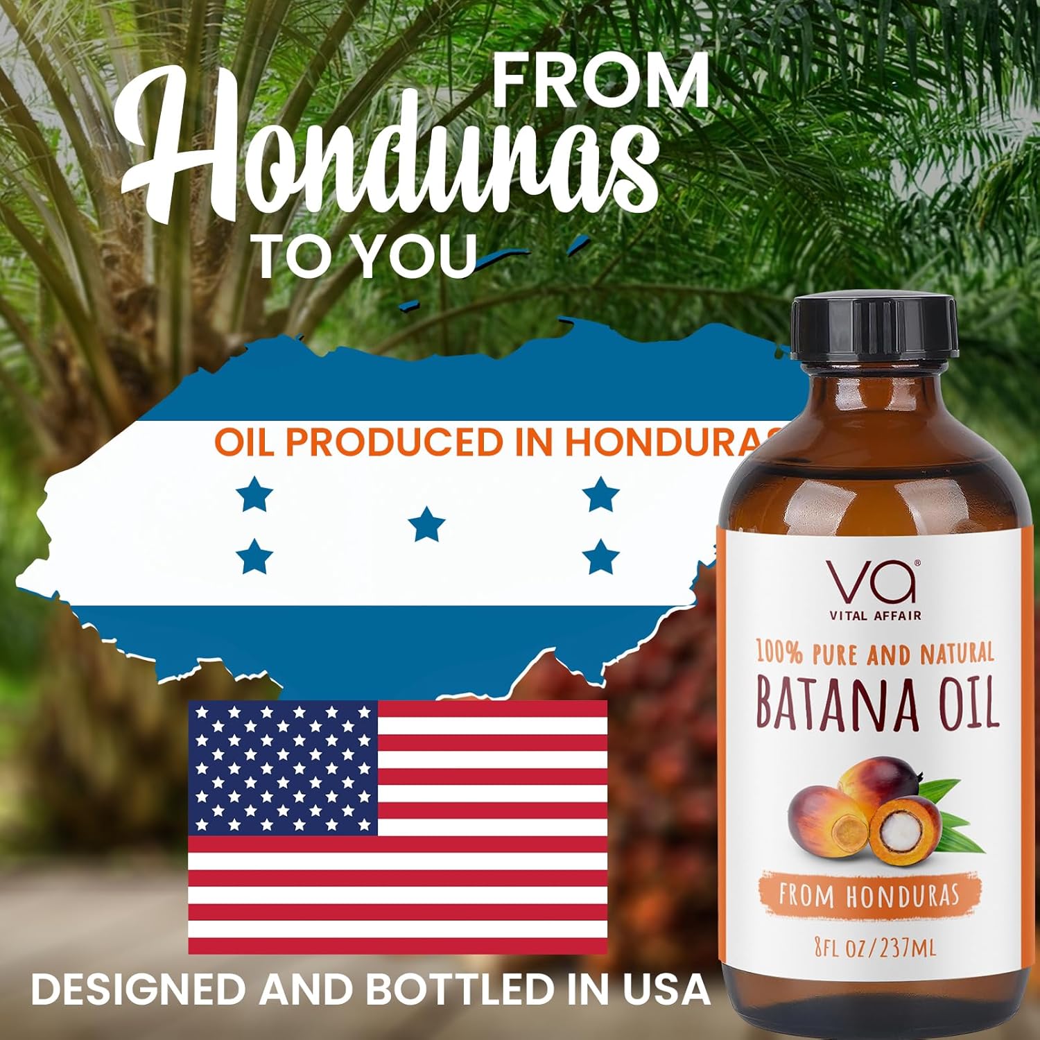 VITAL AFFAIR Batana Oil For Hair Growth-100% Raw Batana Oil From Honduras-Glass Bottle-Skin Hair Oil Rich In Essential Nutrients-Batana Hair Oil For Women & Men-For Strong & Shiny Hair-8 FlOz - Image 2
