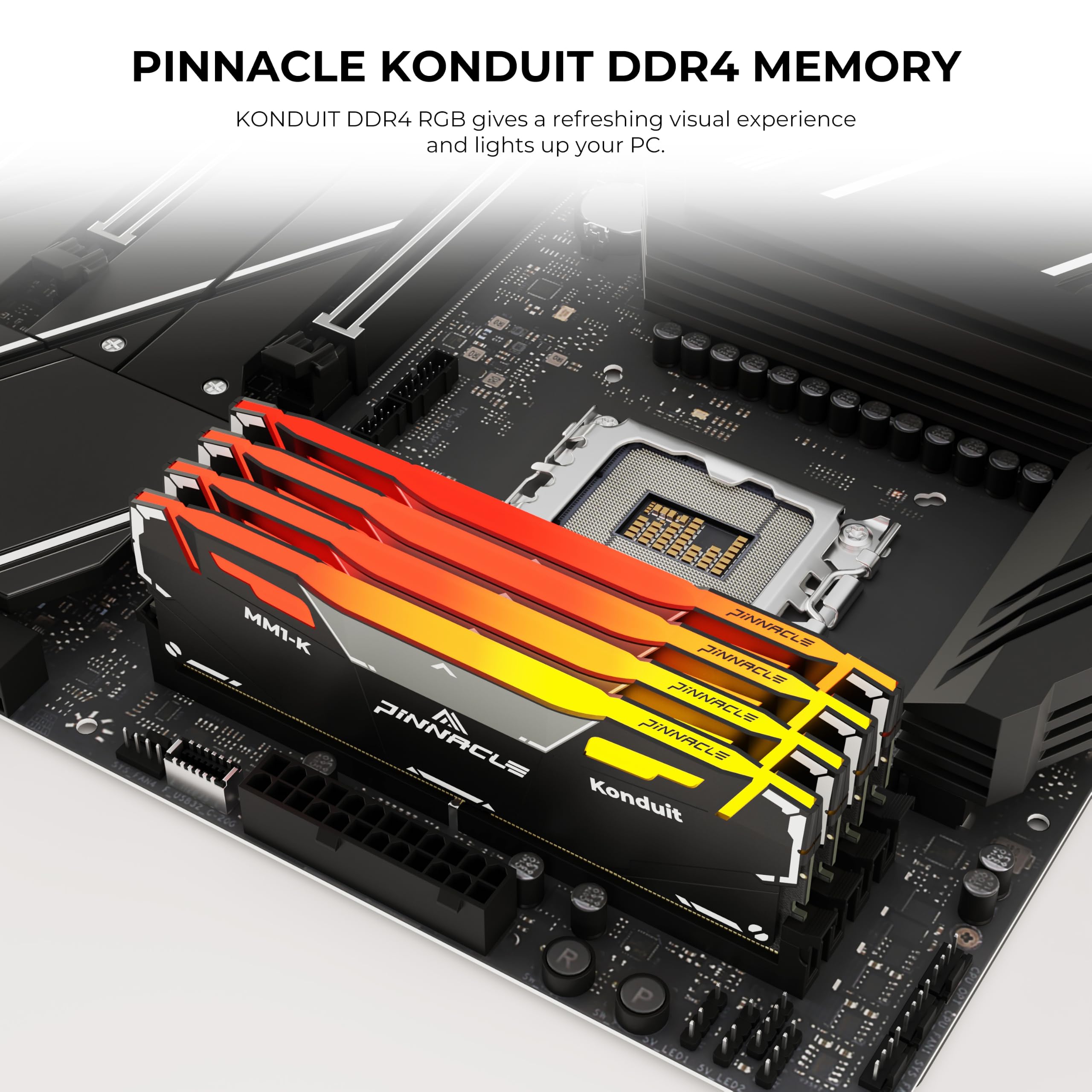 Timetec Pinnacle Konduit RGB XMP2.0 Overclocking 1.35V Compatible pour AMD et Intel Module de mémoire pour Ordinateur de Bureau de Jeu RAM - Noir (3200MHz 16GB)