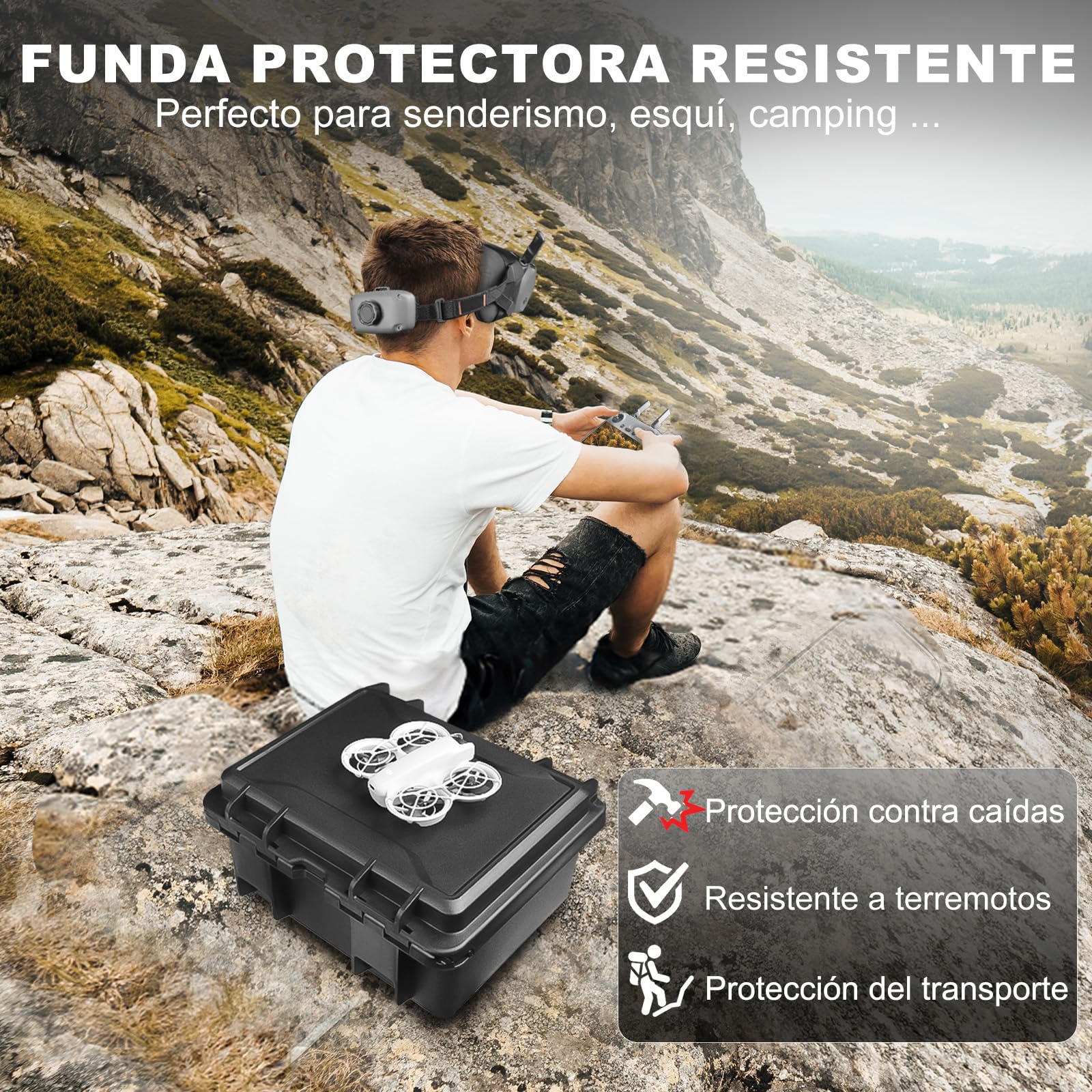 LEKUFEE Maletín Rígido Impermeable para dji Pack Neo 1 Motion Vuela Más,dji Goggles N3/3/2/Goggles Integra,RC N3/N2/2, RC Motion 3/2 y Accesorios (Solo Estuche)