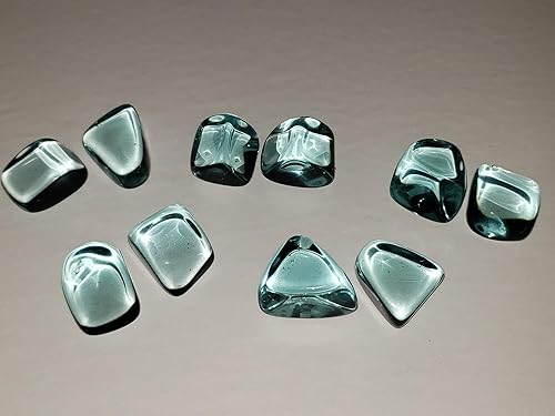 Miniatura 6 de 2 muestras de piedras preciosas de cristal curativo de obsidiana azul aguamarina óptica (hechas por el hombre) medio pulidas y pulidas, Piedras,
