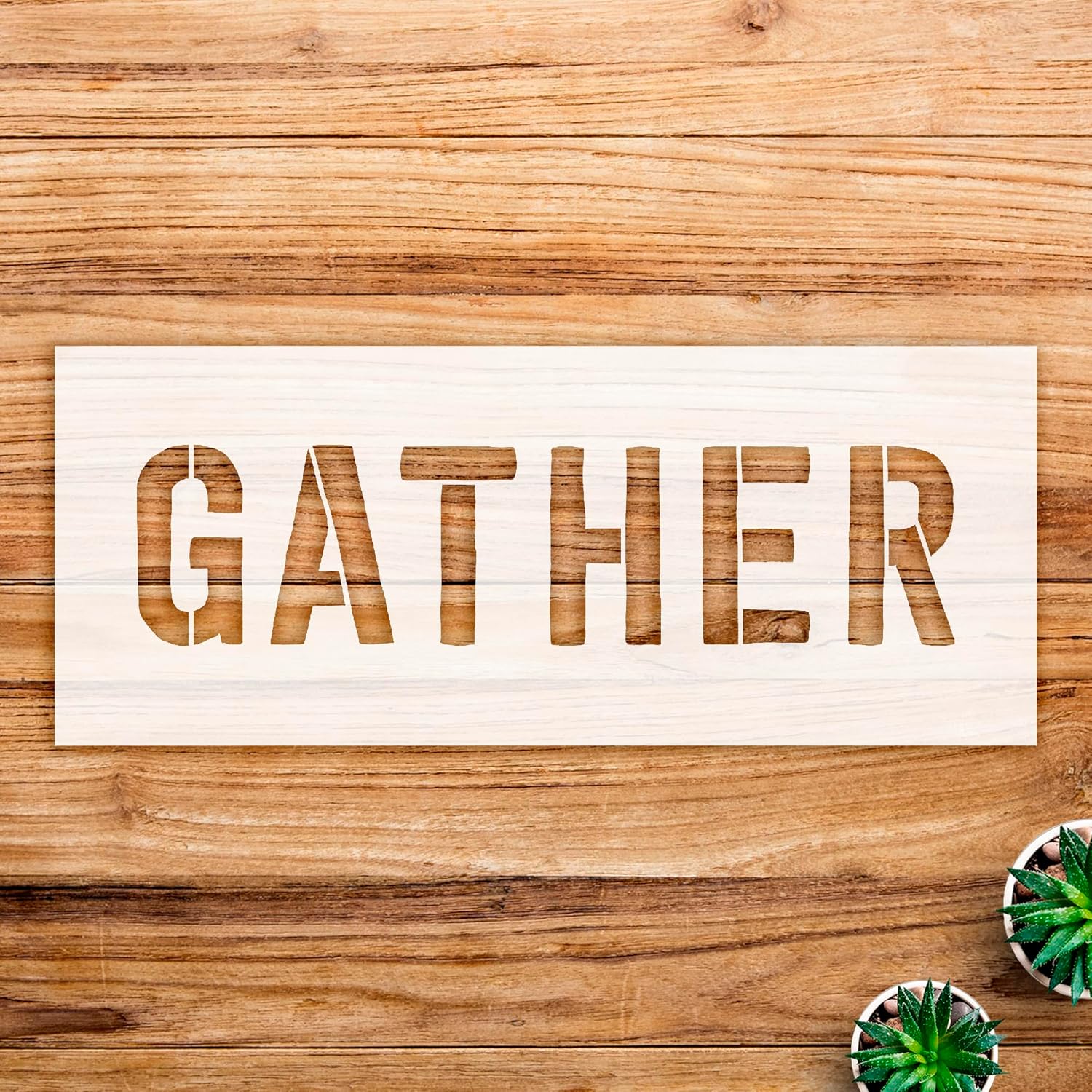 Gather Word Art Stencil for Rustic Country Kitchen Decor, Reusable Mylar Template for DIY Farmhouse Crafts and Home Projects - Size A1 (33.1" x 13.5")