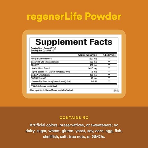 Miniatura 4 de Natural Factors RegenerLife en polvo, apoya la energía celular y reduce la fatiga, 2.86 onzas