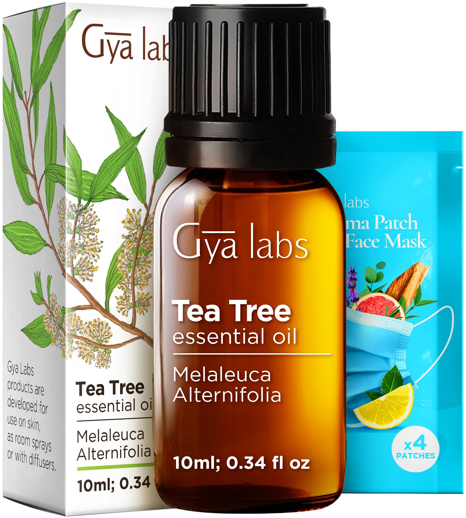 Gya Labs Australian Tea Tree Oil for Skin, Hair, Face & Toenails (10ml) - Natural Melaleuca Tea Tree Essential Oil for Piercings, Scalp & Hair