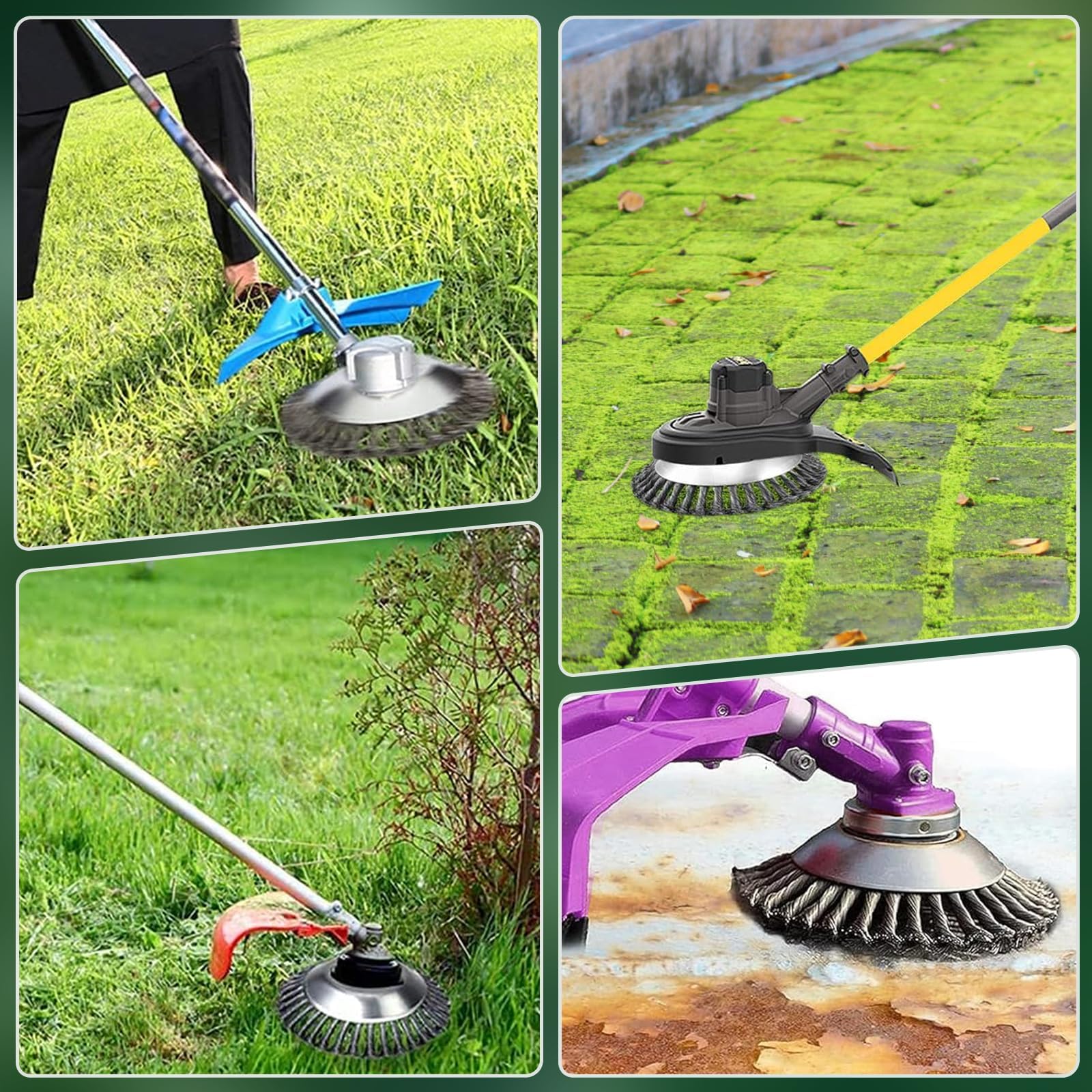 Cepillo Para Desbrozadora De Acero - 8 Pulgadas, 3 Accesorios, Elimina Musgo Y Hierbas En Superficies Duras