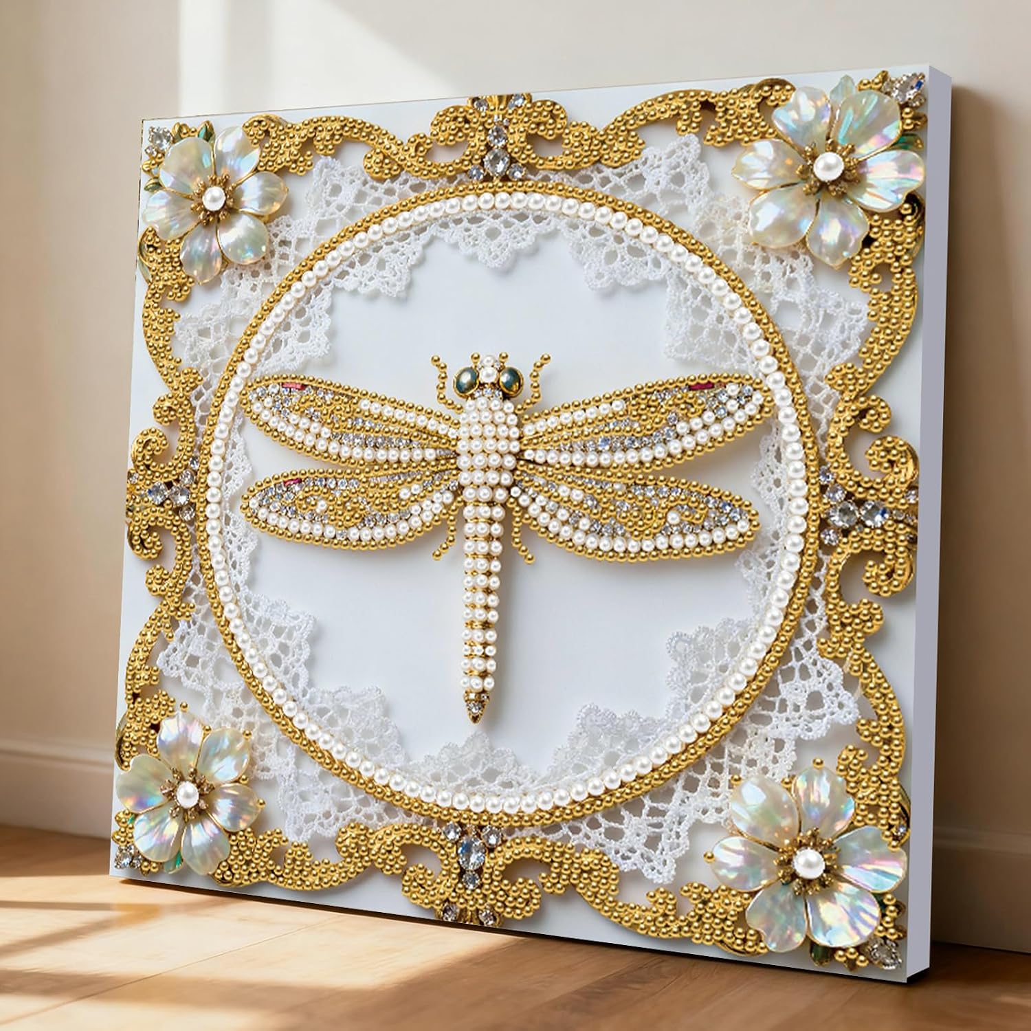 Sulunmo with Frame Diamond Art Kits for Adults,5D Pearl Art Diamond Painting Kits for Beginners,DIY Diamond Dots Pearl Paintings Picture Arts Craft for Adults,Home Wall Decor (Dragonfly) 25 * 25cm