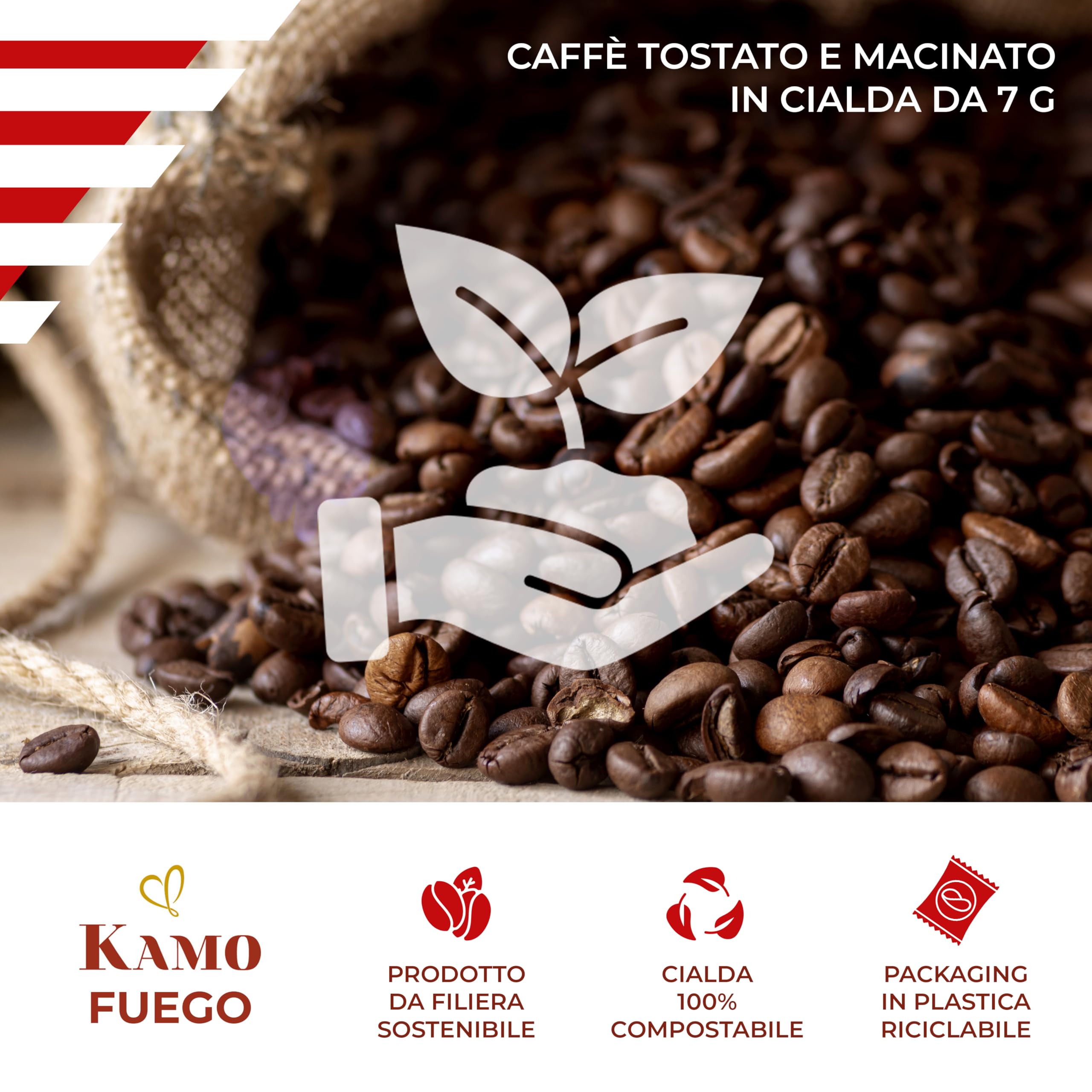 Kamo Cialde Caffè 400 pezzi Fuego Cremoso Miscela Originale cialde compatibili ESE44 da 7 gr