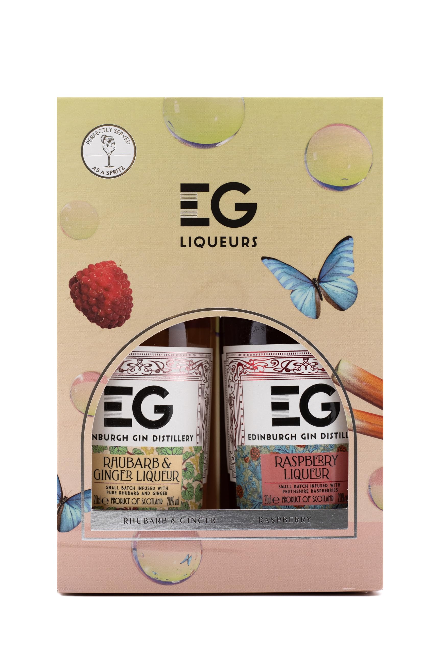 Edinburgh Gin Flavoured Liqueur Gift Pack | 2 x 20cl | 20% ABV | Rhubarb & Ginger and Raspberry Gin Liqueur | Natural Flavours | Ideal for Gifting and Trailing | Create Cocktails and Spritzes