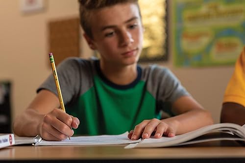 Miniatura 3 de Ticonderoga Lápices de madera, preafilados, 2 HB suaves, amarillo, 18 unidades y borradores de cuña, rosa, 3 unidades