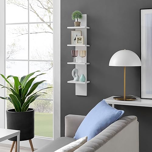 Miniatura 9 de Danya B. Arica Utility Column - Estantes de pared de 4 niveles (blanco)