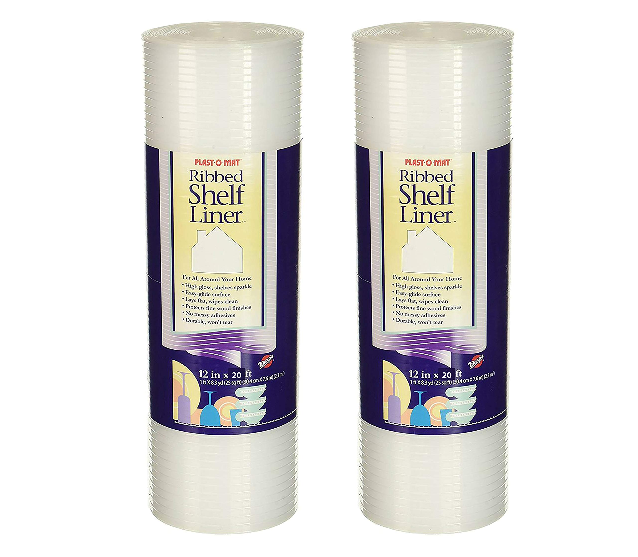 Warp Brothers Ribbed Shelf Liner & Drawer Organizer for Kitchen & Bathroom Cabinet, Storage Bins, Garage & Wall Shelves, Table & Food Pantry Organizing its BPA Free | Clear (2 Pack, 12" x 20')