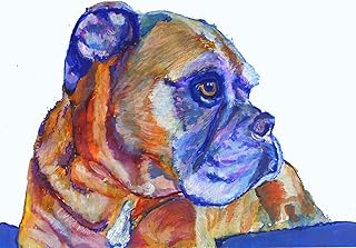 Colorful Boxer Dog Wall Art Print, Boxer Dog Gift, Boxer Dog Art, Dog Wall Art Print, Boxer Dog Decor Hand Signed by Oscar Jetson