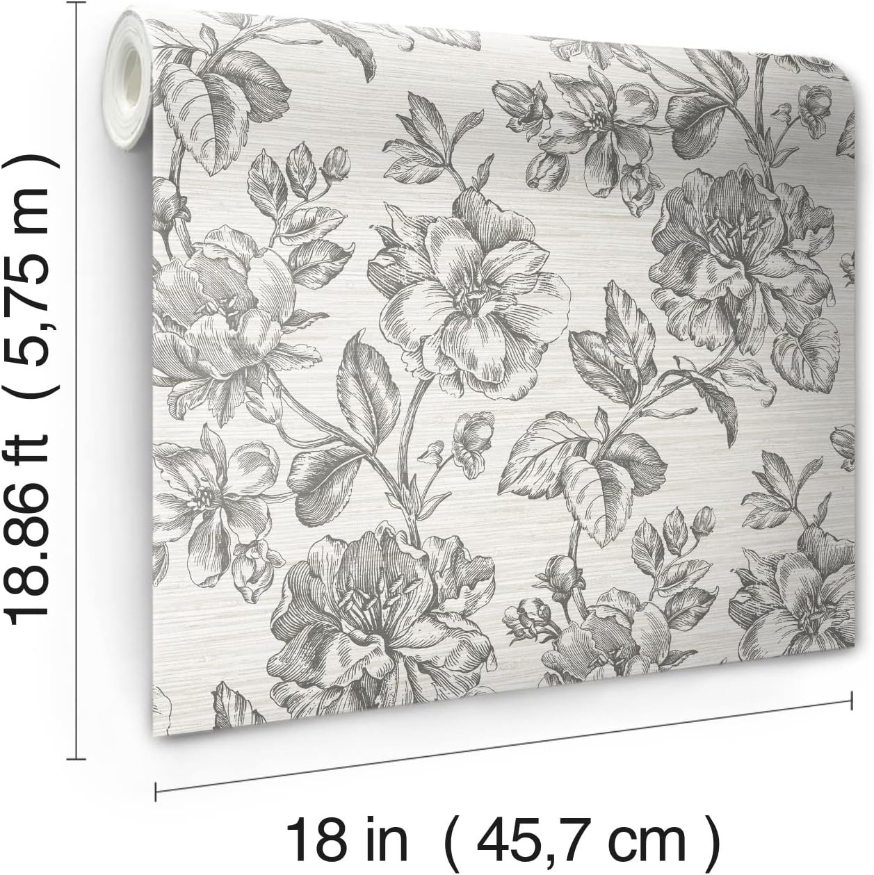 RoomMates Tamara Day RMK12519RL Gray Flower Girl Peel and Stick Wallpaper, Charcoal