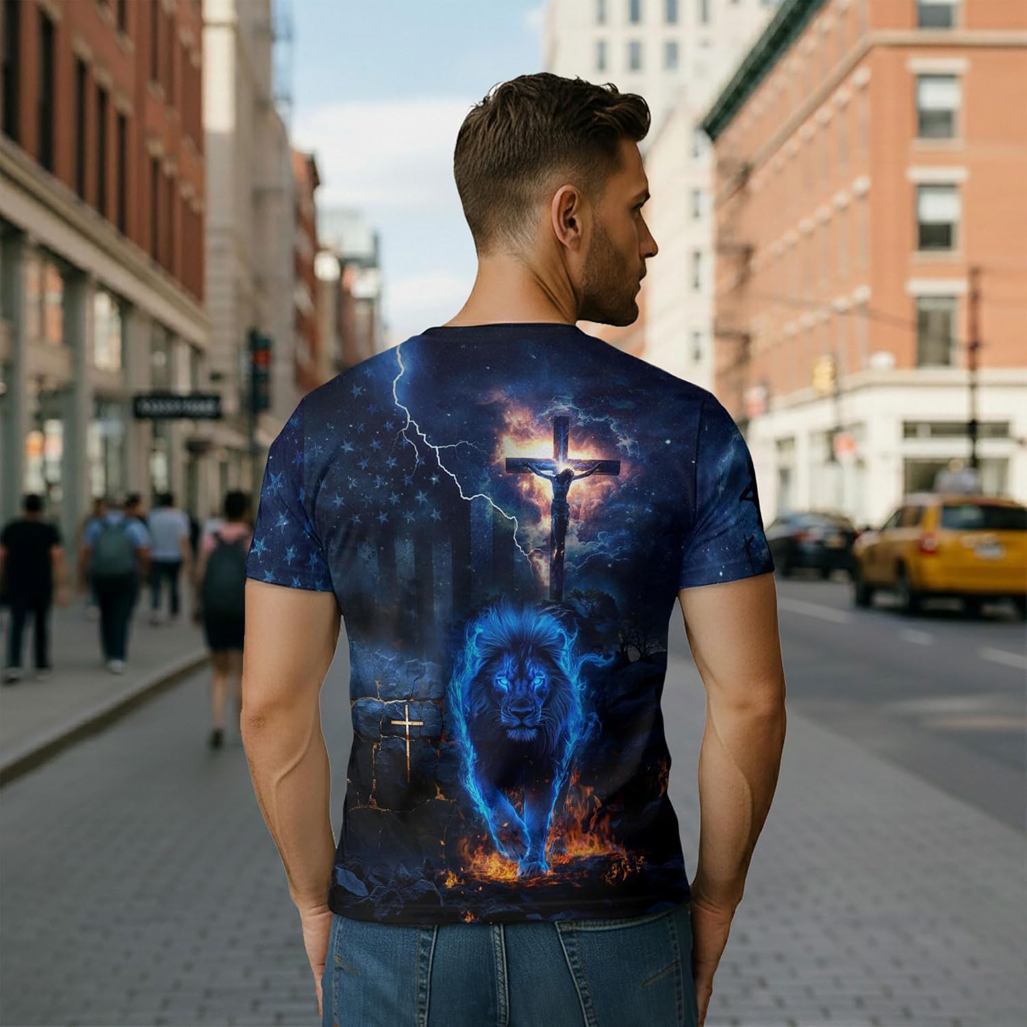 Faith Over Fear Shirt, Christian Shirt for Men, Religious Shirts for Men, Bible Verse Tee, Cross Shirts - Image 3