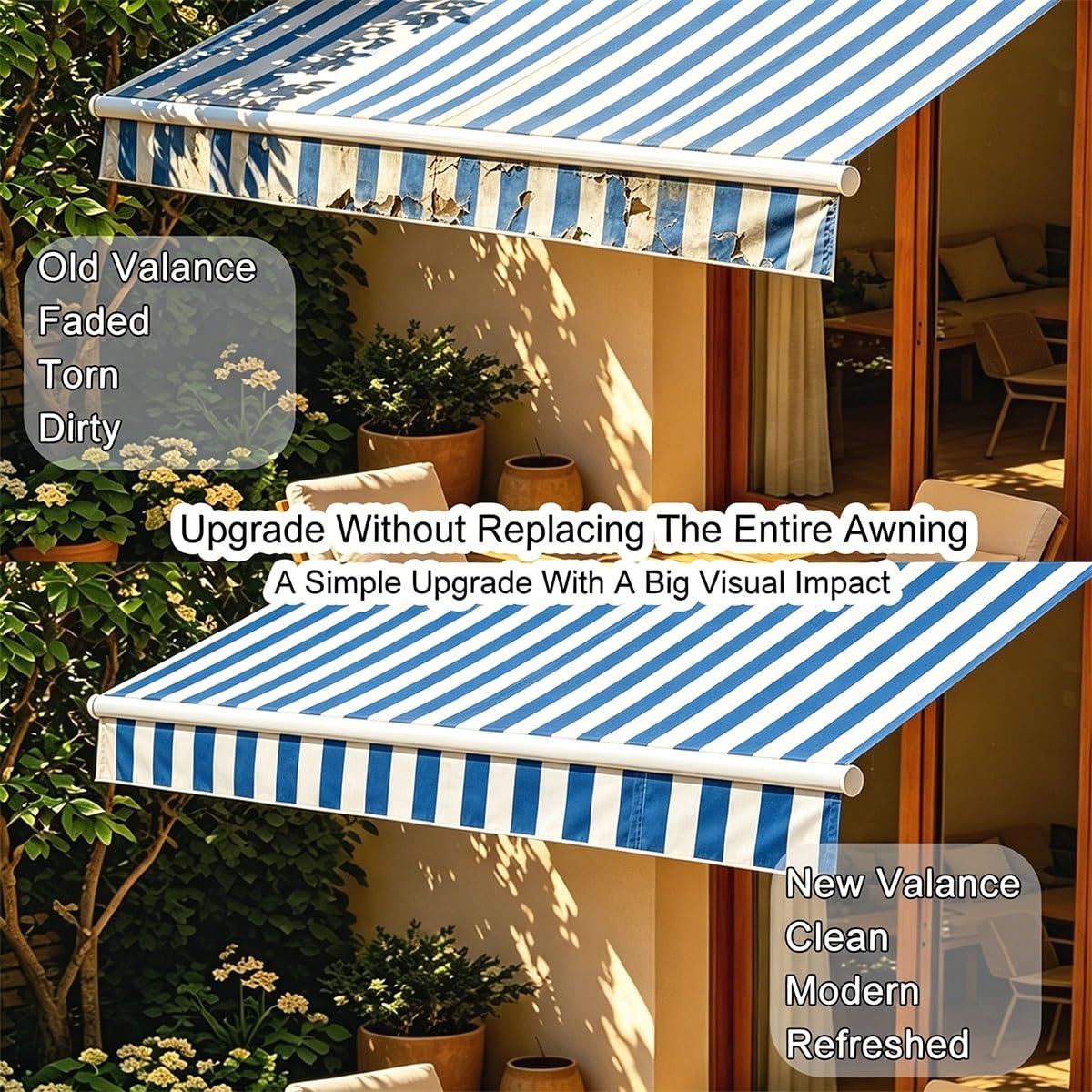 Générique Lambrequin Droit de Remplacement pour Store Banne, Tissu de Lambrequin Imperméable en Polyester, Bord Droit de Remplacement pour Terrasse, Balcon, Jardin, Camping-Car(Gris,B500cmxH20cm)