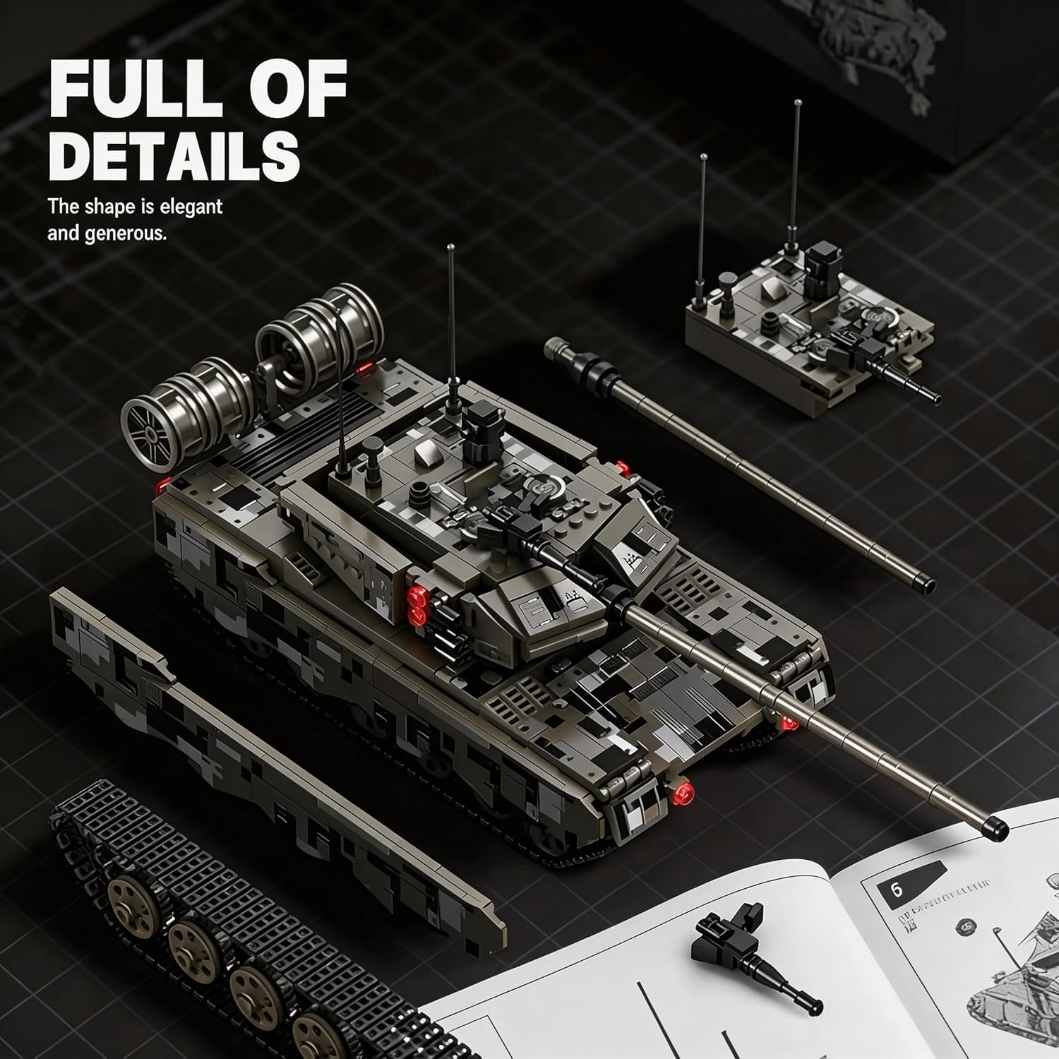 WW2 Army Tank M1A2 Main BattleTank，Building Set, Designed for Military Enthusiasts, an Ideal Gift for Adults Over 14 Years Old, 1068 PCS