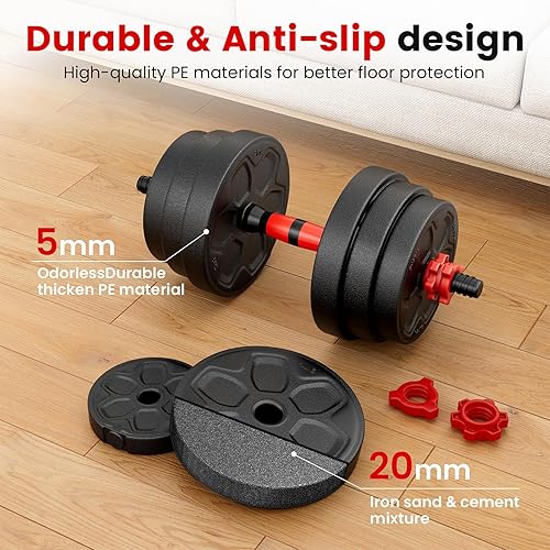 Miniatura 6 de Adjustable Dumbbell Set, 2033457090lbs Free Weight Set with Connector, 4 in1 Dumbbells Set Used as Barbell, Kettlebells, Push up Stand, Weight Set