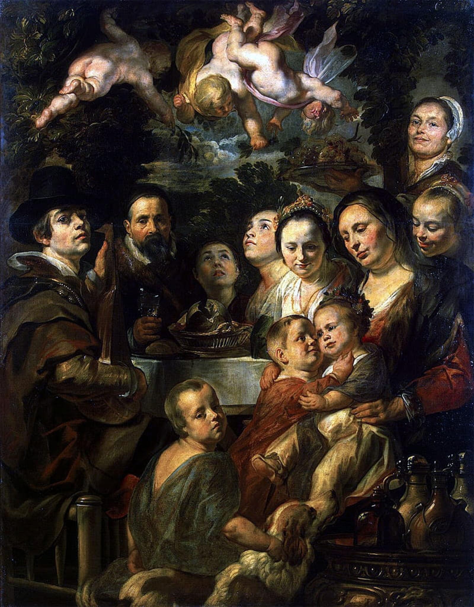 ARTXLXXBN Famous Prints Artwork Pictures Poster Painting Art Self Portrait with Parents Brothers and Sisters' by Jacob Jordaens Artwork Landscape Pictures for Home Decor 60x90cm