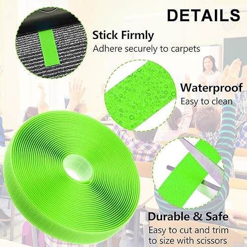 Miniatura 3 de Zonon 6 rollos de tiras marcadoras de alfombra de 150 pies, cinta de suelo para aula, marcadores de alfombra de nailon para suministros escolares,