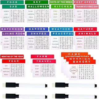 24Pcs Word Search Cards with 4 Markers,Dementia Must Have
