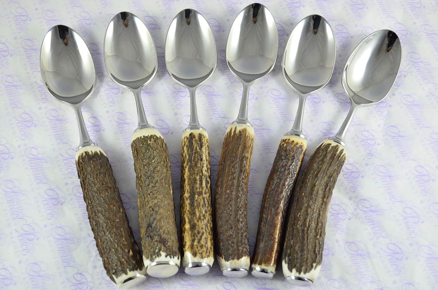 Six New Genuine Stag/Antler Handle Dessert Spoons Boxed Made in Sheffield England