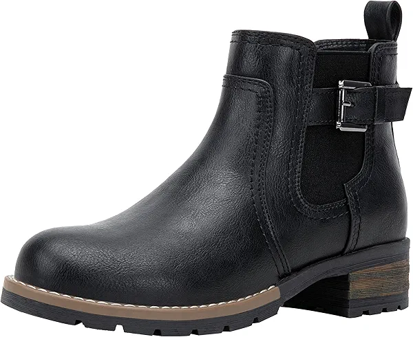 Jeossy Women's 9006 Ankle Boots Black Short Chelsea Boots for Women Low Heel with Zip Size 10(DJY9006 Black 10)