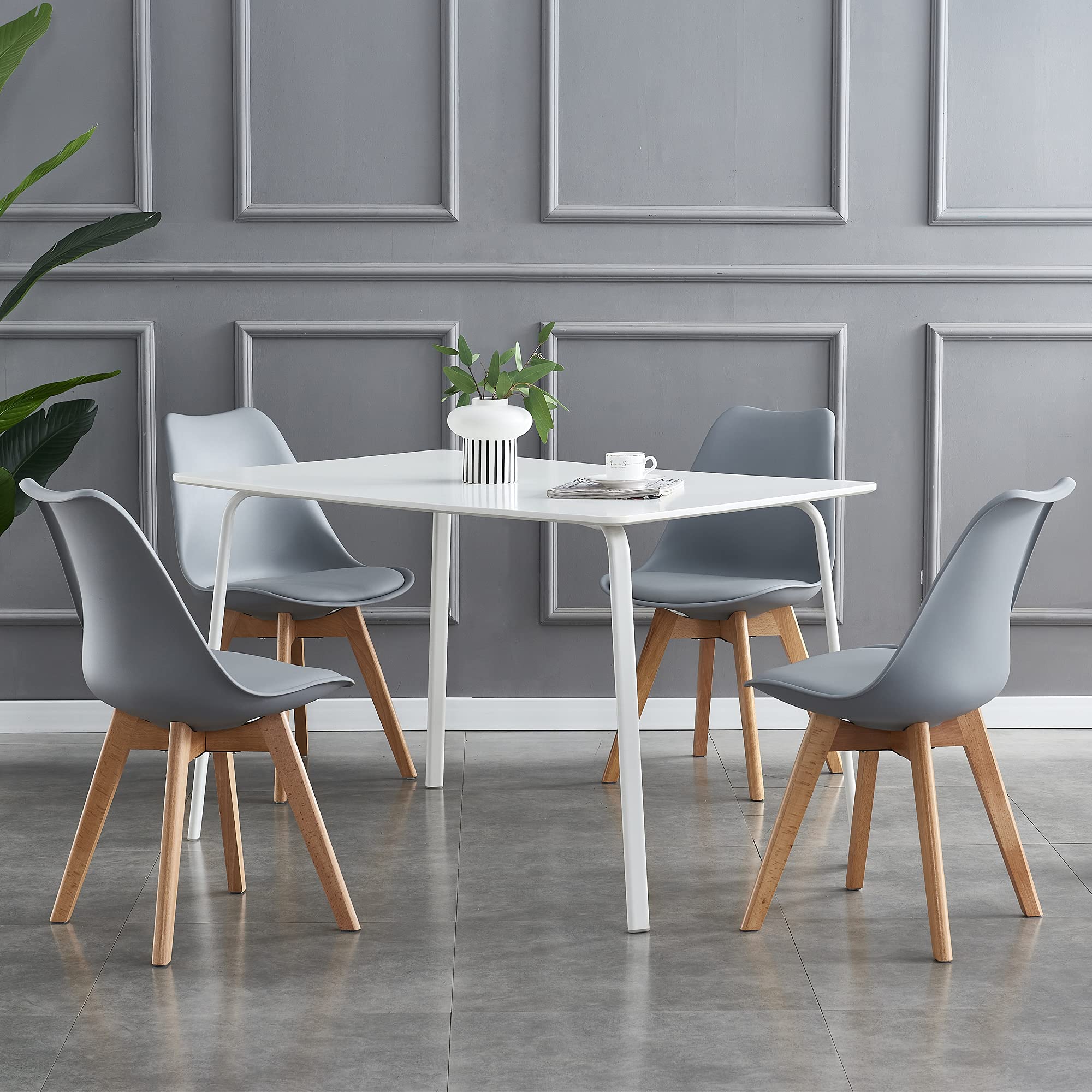 mcc direct Chaises de cuisine en un ensemble de 4 chaises de cuisine, chaise de bureau, chaise lounge, chaise design Eva (gris)