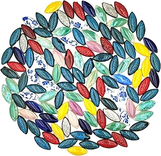 500g/1.1lb Random Color Irregular Ceramics Mosaic Tiles,DIY Making Creative Ceramic Mosaic Tiles for DIY Craft Plates Flowerpots Vases Cups Mosaic Making Supplies (Leaf)