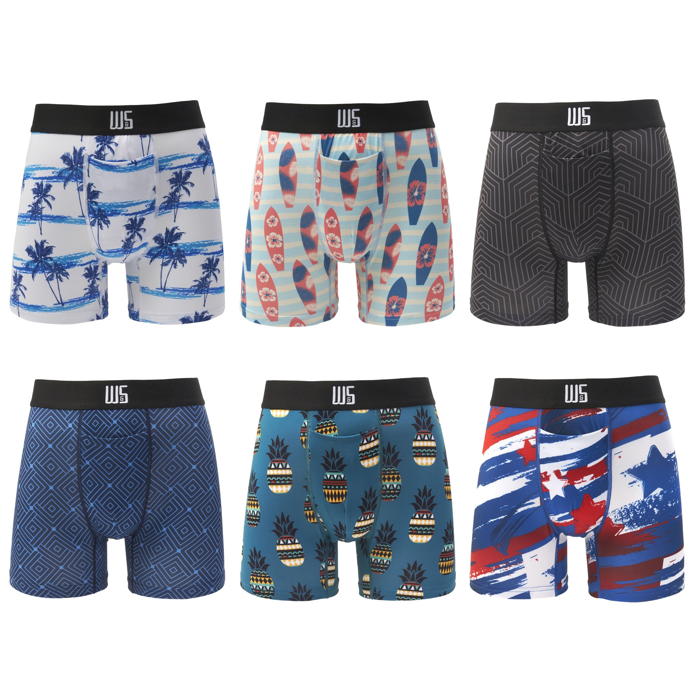 Warriors & Scholar Men’s Trunk Underwear – Moisture-wicking Trunk Boxer Briefs, Pack Am115t, 3XL