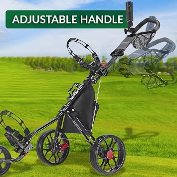 Caddytek CaddyLite 11.5 V3 Golf Push Cart - Lightweight Aluminum 3-Wheel Foldable Golf Bag Cart with Quad-Fold Frame, EVA Wheels, Adjustable Handle, Foot Brake, Mesh Net, Umbrella & Drink Holder
